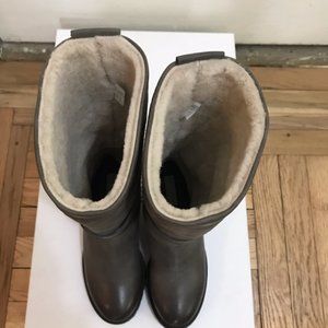 Ross & Snow Alessandra Shearling Lined Moto Boot in Charcoal/Gray (Size 7)